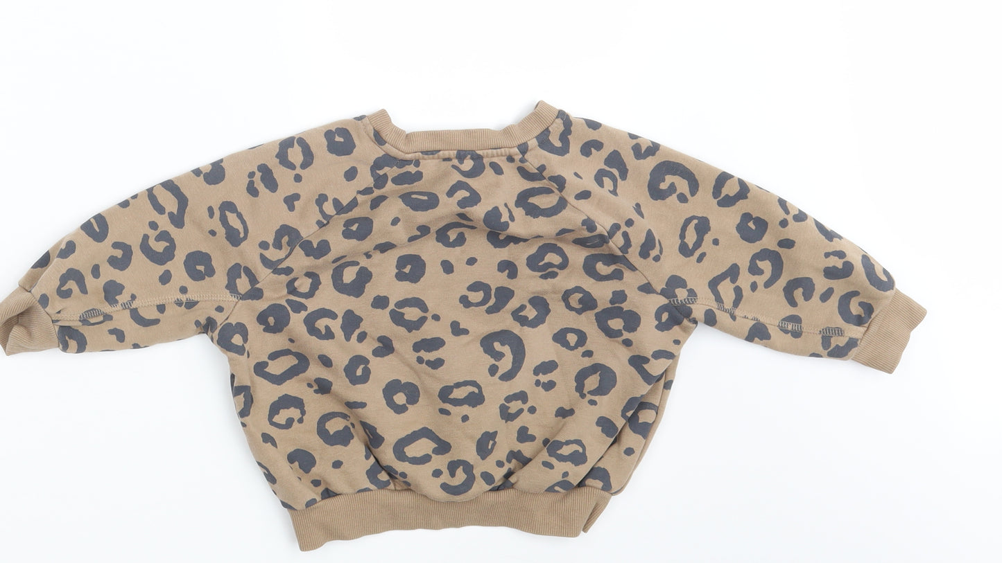 George Girls Brown Animal Print  Pullover Jumper Size 2-3 Years