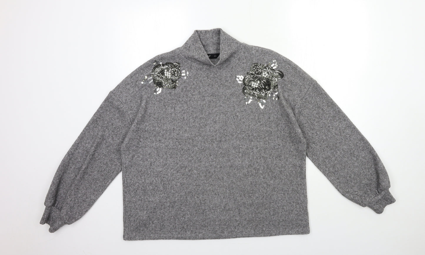 F&F Womens Grey  Knit Pullover Jumper Size 12