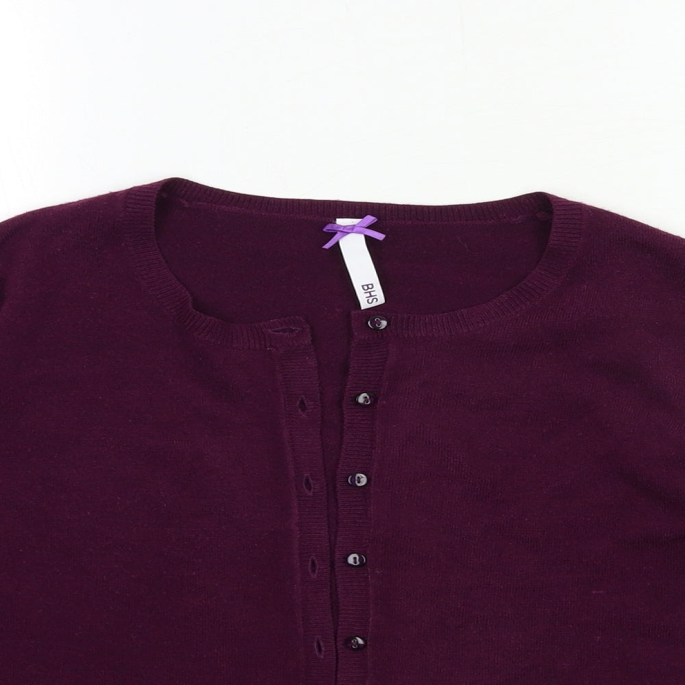BHS Womens Purple  Knit Cardigan Jumper Size 12