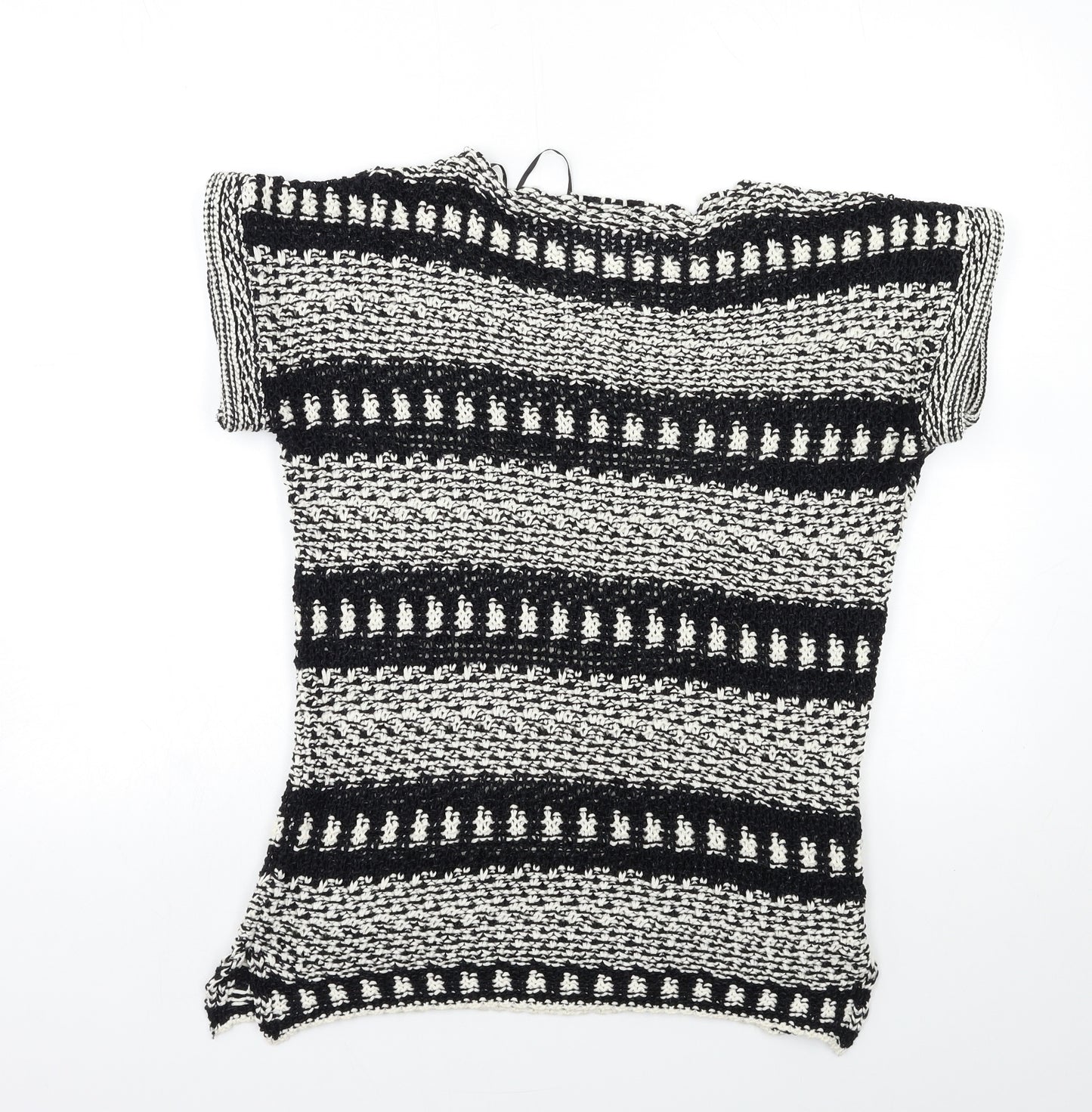 F&F Womens Black Striped Knit Pullover Jumper Size 14