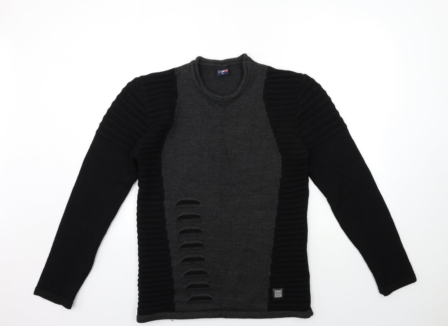 Ce & Ce Mens Black  Knit Pullover Jumper Size XL