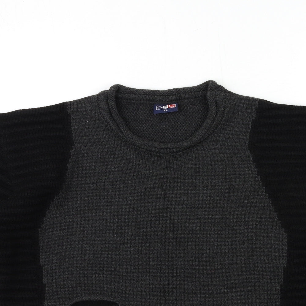 Ce & Ce Mens Black  Knit Pullover Jumper Size XL