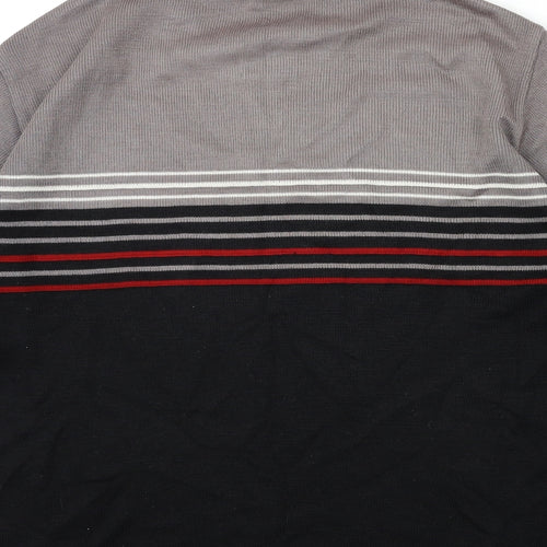 LOGG Mens Grey Striped Knit Pullover Jumper Size S