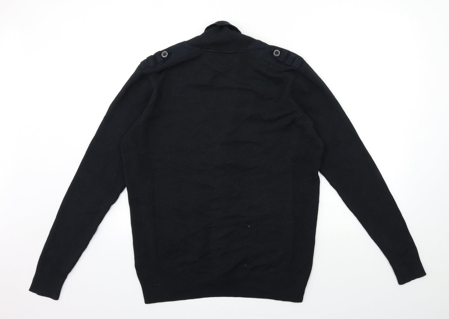 Burton Mens Black  Knit Cardigan Jumper Size L