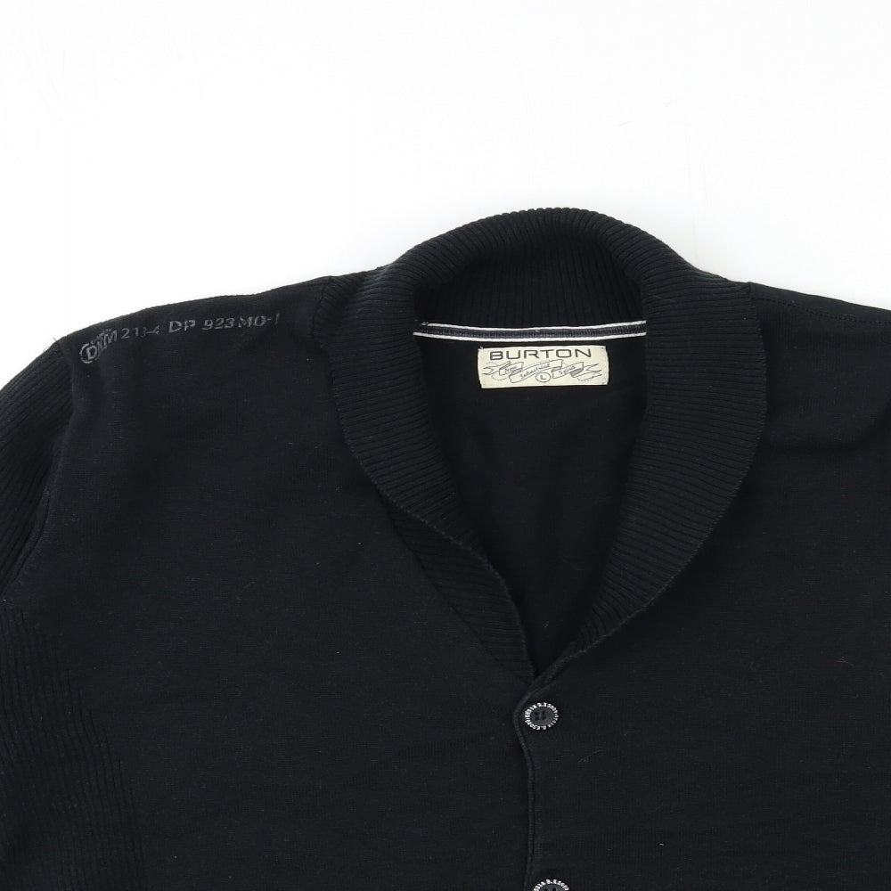Burton Mens Black  Knit Cardigan Jumper Size L