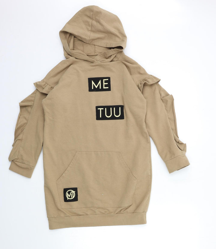 Preworn Girls Beige   Pullover Hoodie Size 11 Years