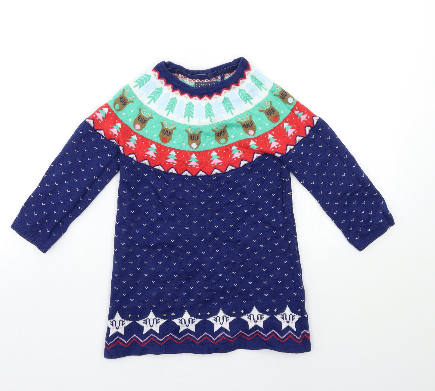 TU Girls Blue  Knit Jumper Dress  Size 3-4 Years