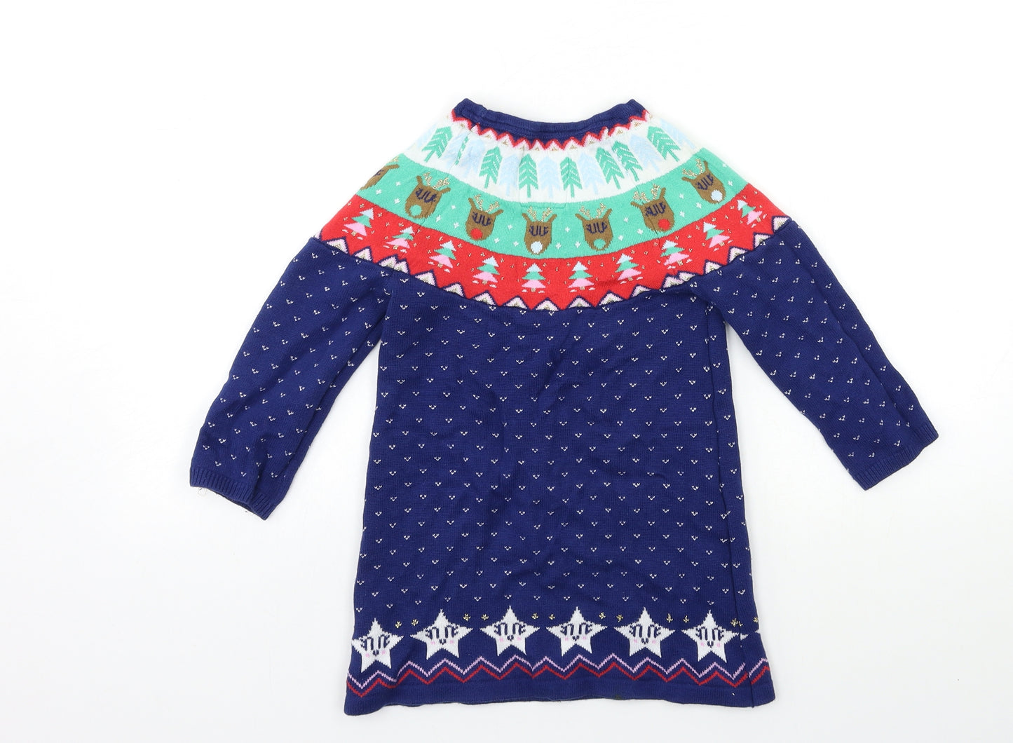 TU Girls Blue  Knit Jumper Dress  Size 3-4 Years