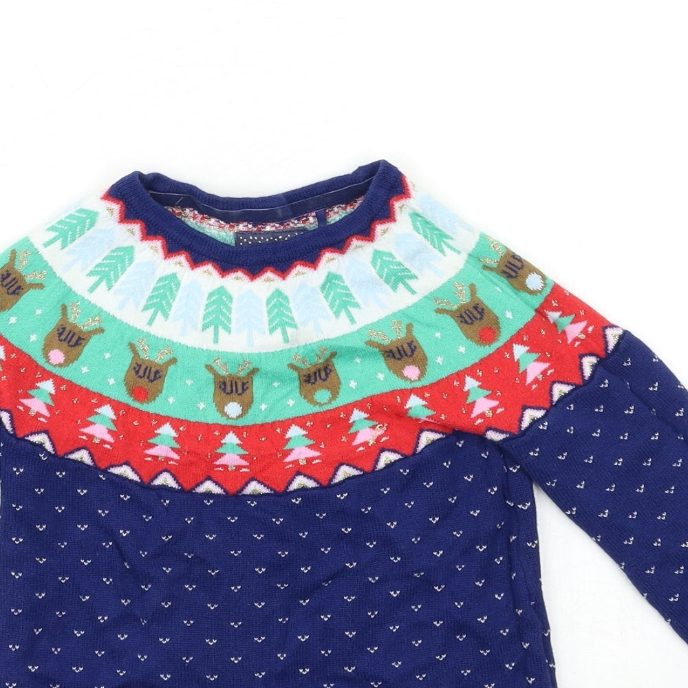 TU Girls Blue  Knit Jumper Dress  Size 3-4 Years