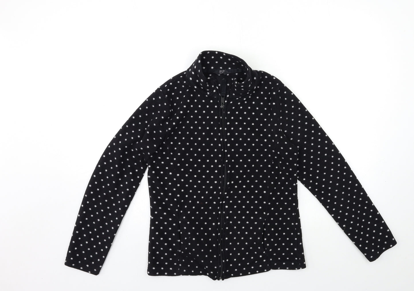 F&F Womens Black Polka Dot  Full Zip Sweatshirt Size 10