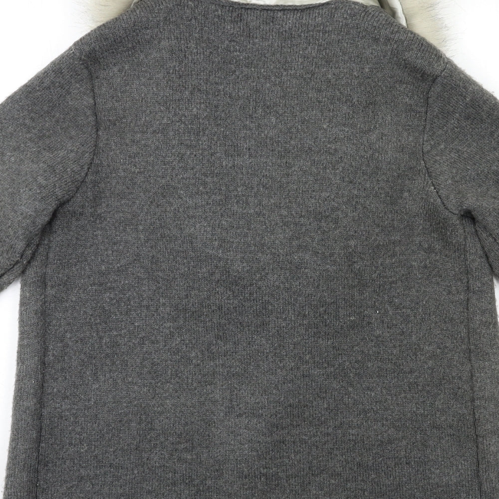 River Island Womens Grey  Knit Cardigan Jumper Size 10