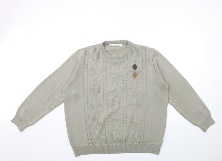 EWM Mens Grey Knit Pullover Jumper Size L