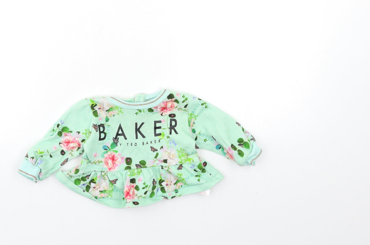 Ted Baker Baby Green Floral  Pullover Jumper Size 0-3 Months