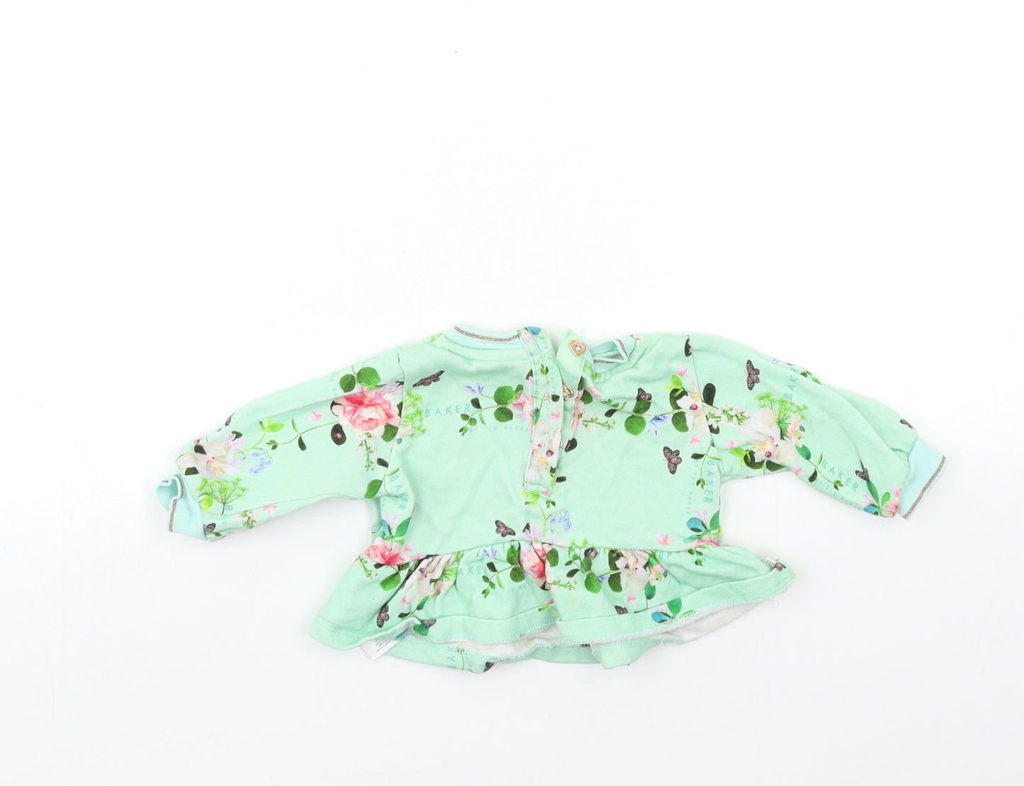 Ted Baker Baby Green Floral  Pullover Jumper Size 0-3 Months