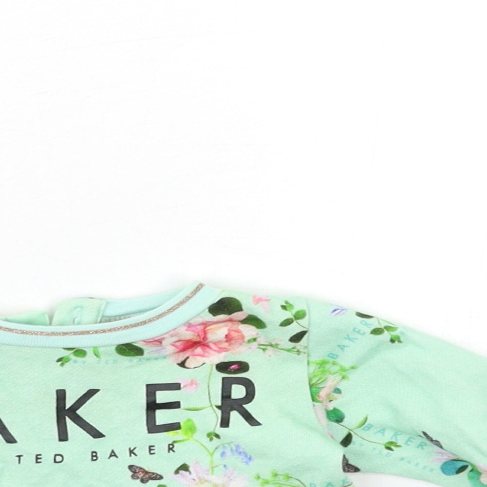 Ted Baker Baby Green Floral  Pullover Jumper Size 0-3 Months