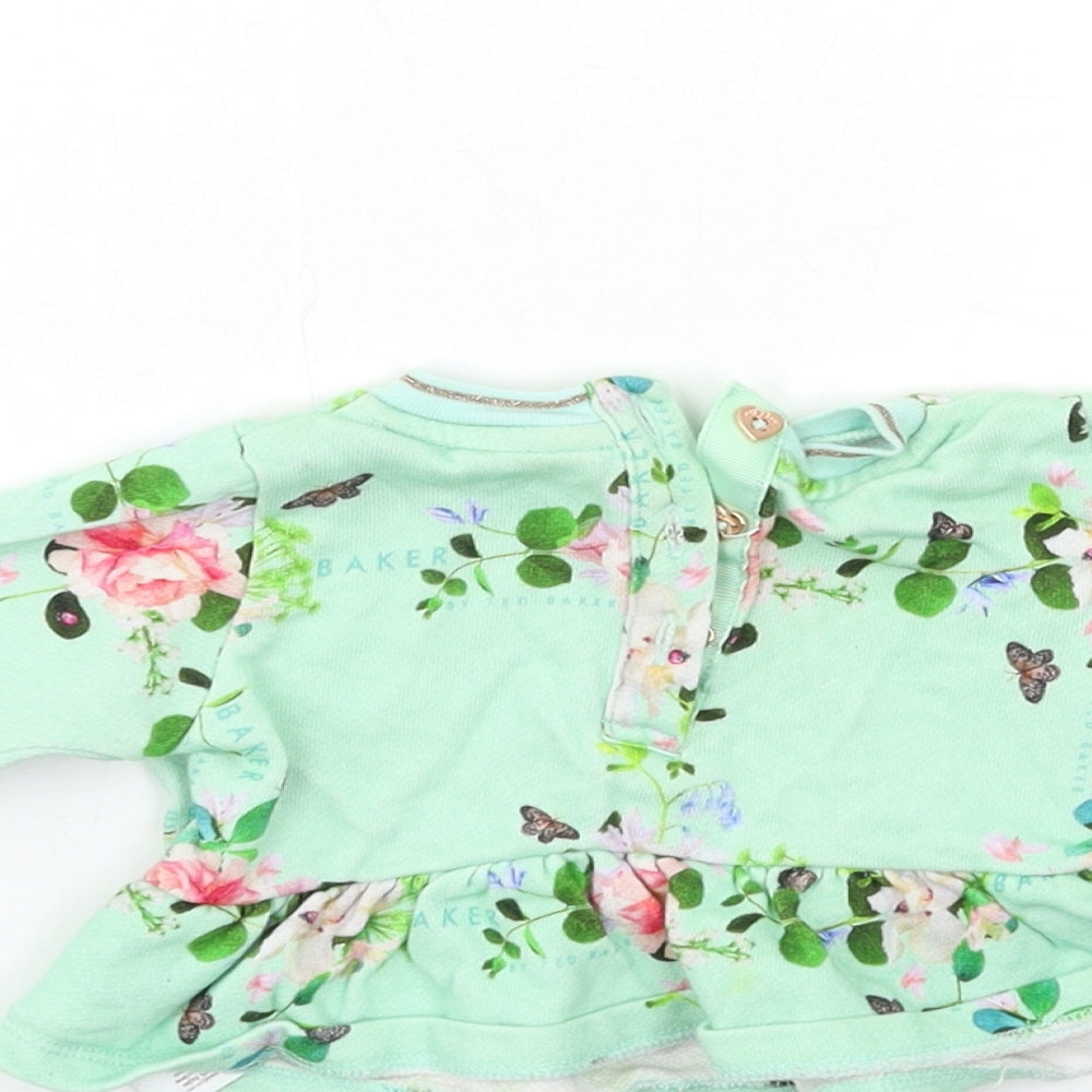 Ted Baker Baby Green Floral  Pullover Jumper Size 0-3 Months