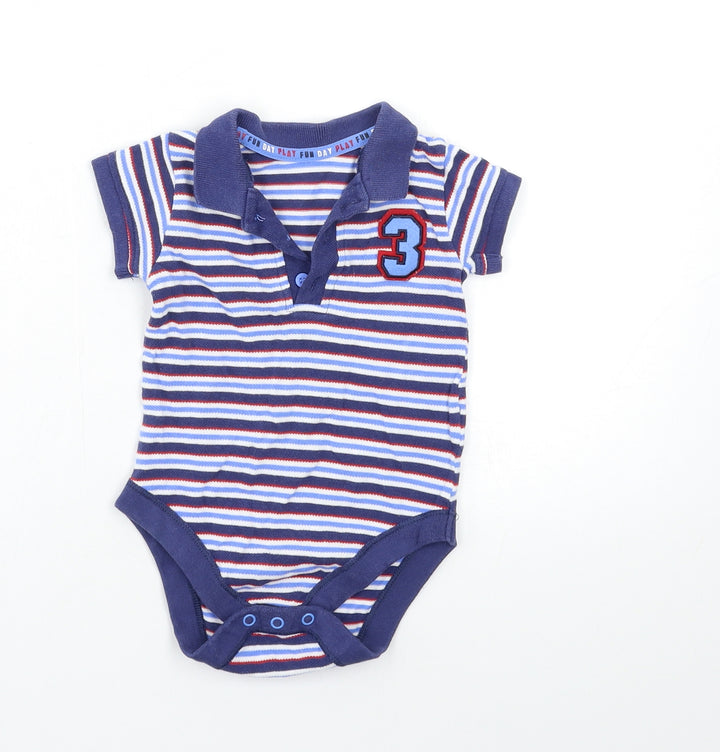 Marks and Spencer Baby Blue Striped Babygrow One-Piece Size 9-12 Months