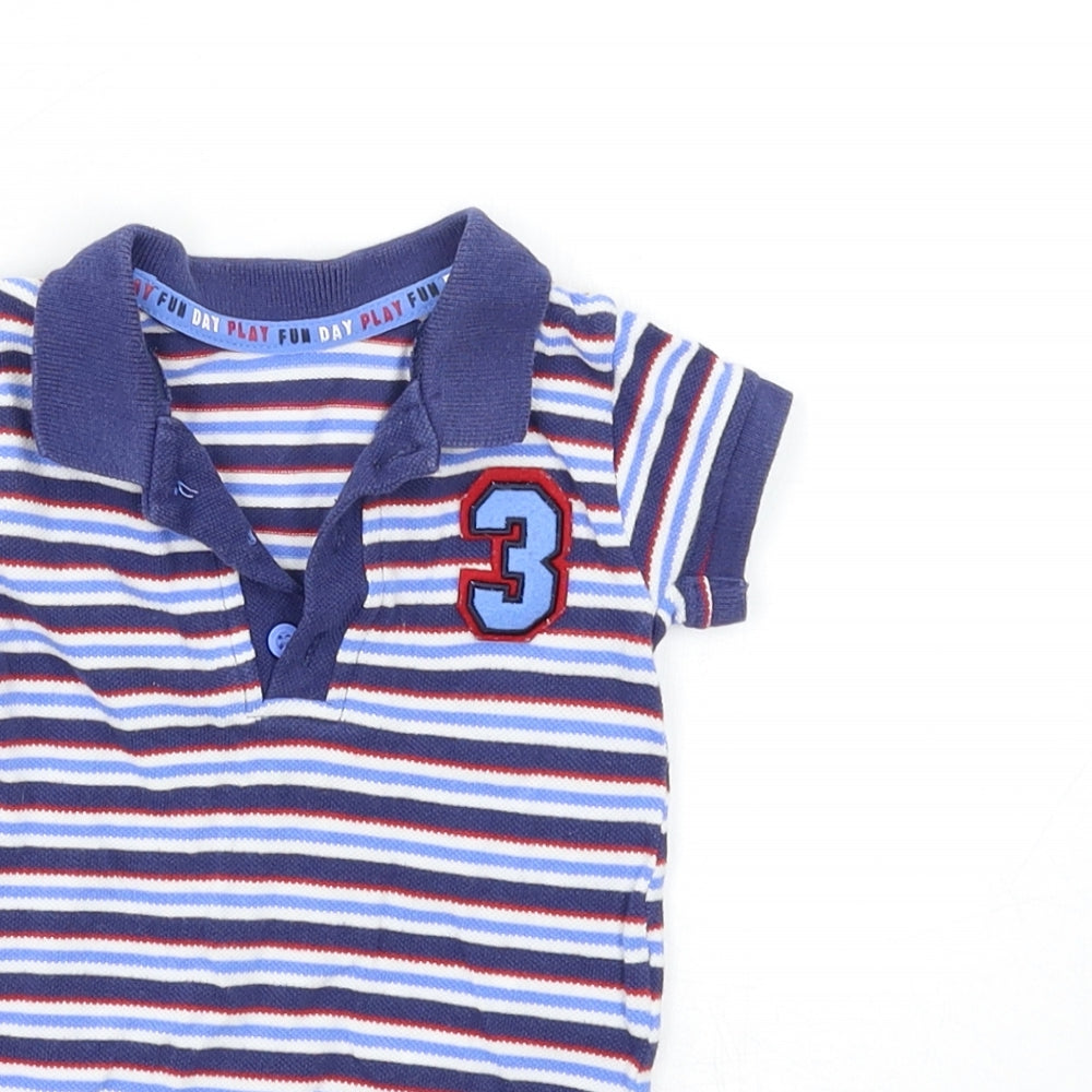 Marks and Spencer Baby Blue Striped  Babygrow One-Piece Size 9-12 Months