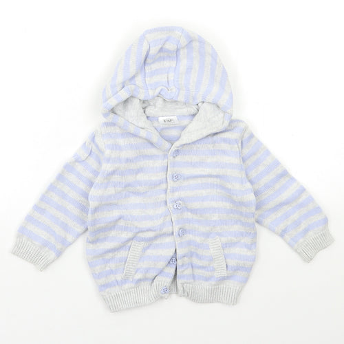 F&F Baby Blue Striped  Cardigan Jumper Size 9-12 Months