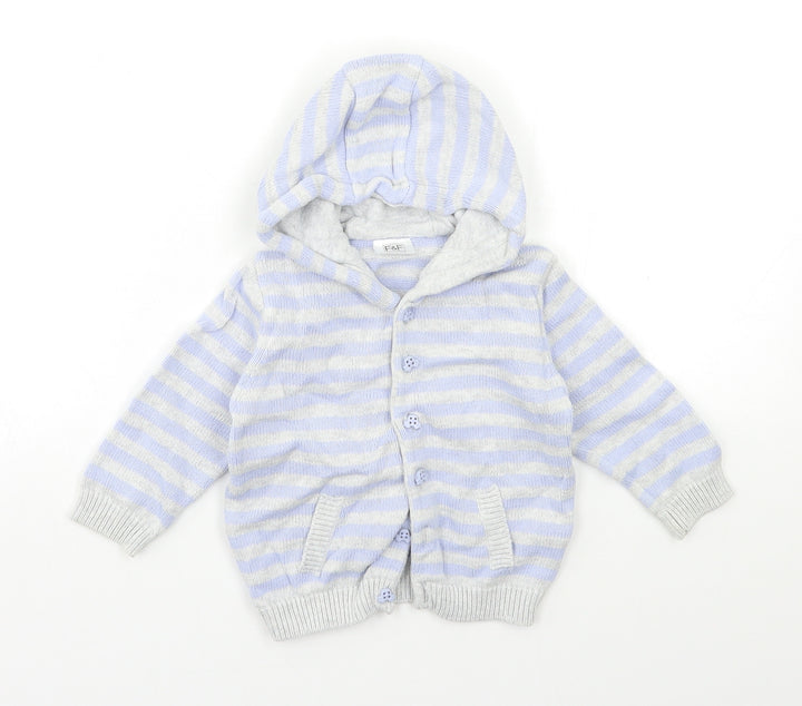 F&F Baby Blue Striped  Cardigan Jumper Size 9-12 Months