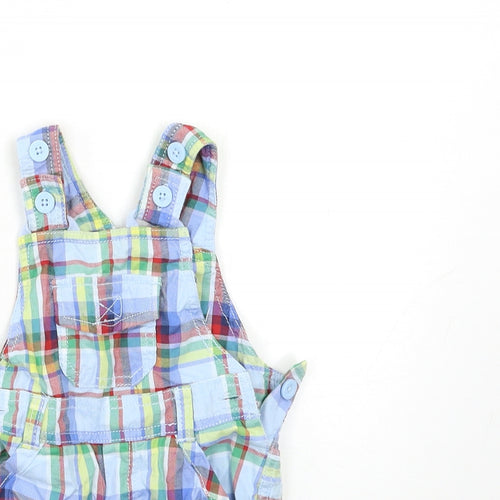 Marks and Spencer Baby Blue Check  Dungaree One-Piece Size 9-12 Months
