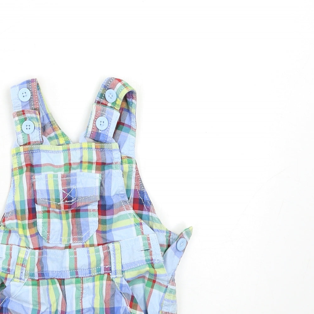 Marks and Spencer Baby Blue Check  Dungaree One-Piece Size 9-12 Months
