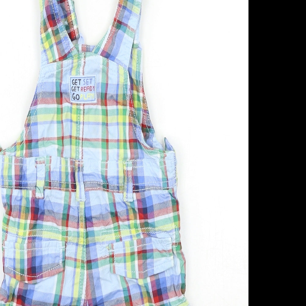 Marks and Spencer Baby Blue Check  Dungaree One-Piece Size 9-12 Months