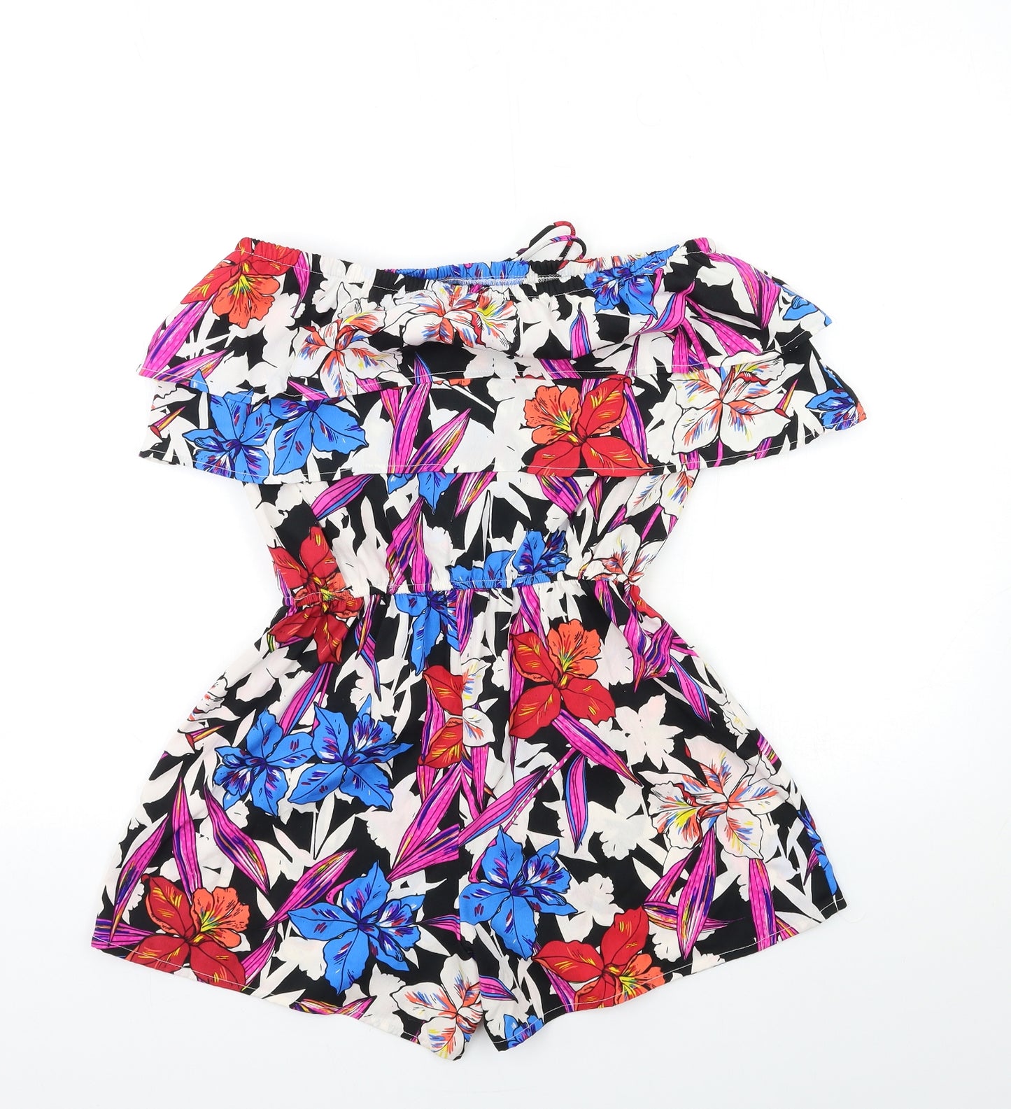 PEP&CO Womens Black Floral  Playsuit One-Piece Size 12