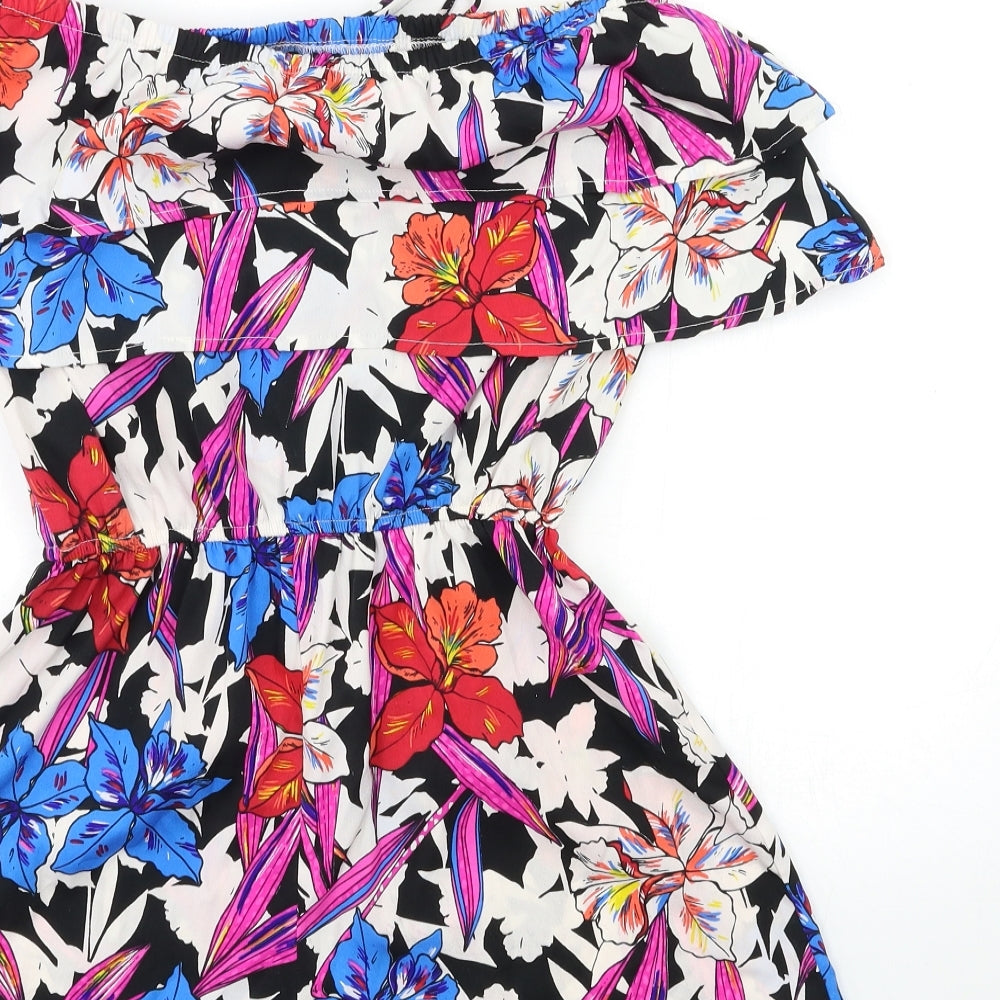 PEP&CO Womens Black Floral  Playsuit One-Piece Size 12