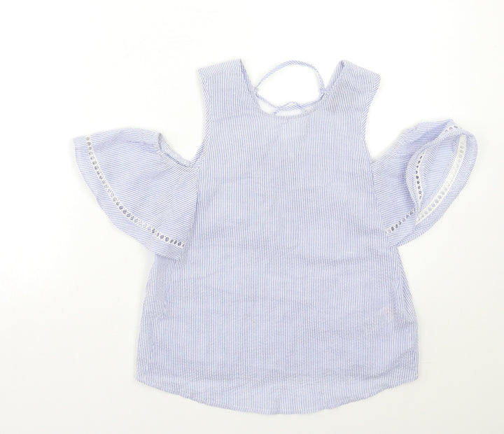 New Look Womens Blue Striped Basic Blouse Size 6