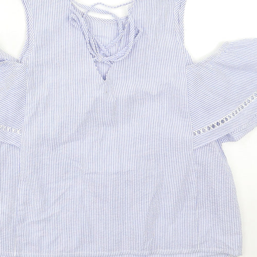 New Look Womens Blue Striped  Basic Blouse Size 6