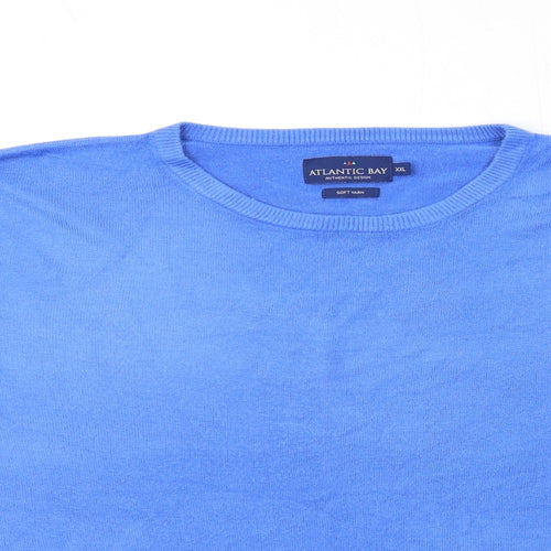 Atlantic Bay Mens Blue  Knit Pullover Jumper Size 2XL