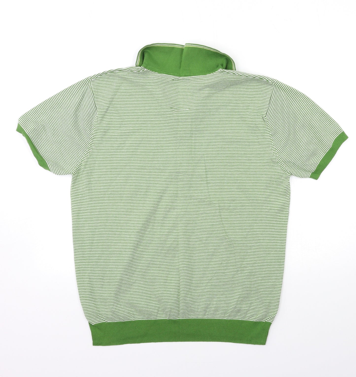 NEXT Mens Green Striped Knit  Polo Size L