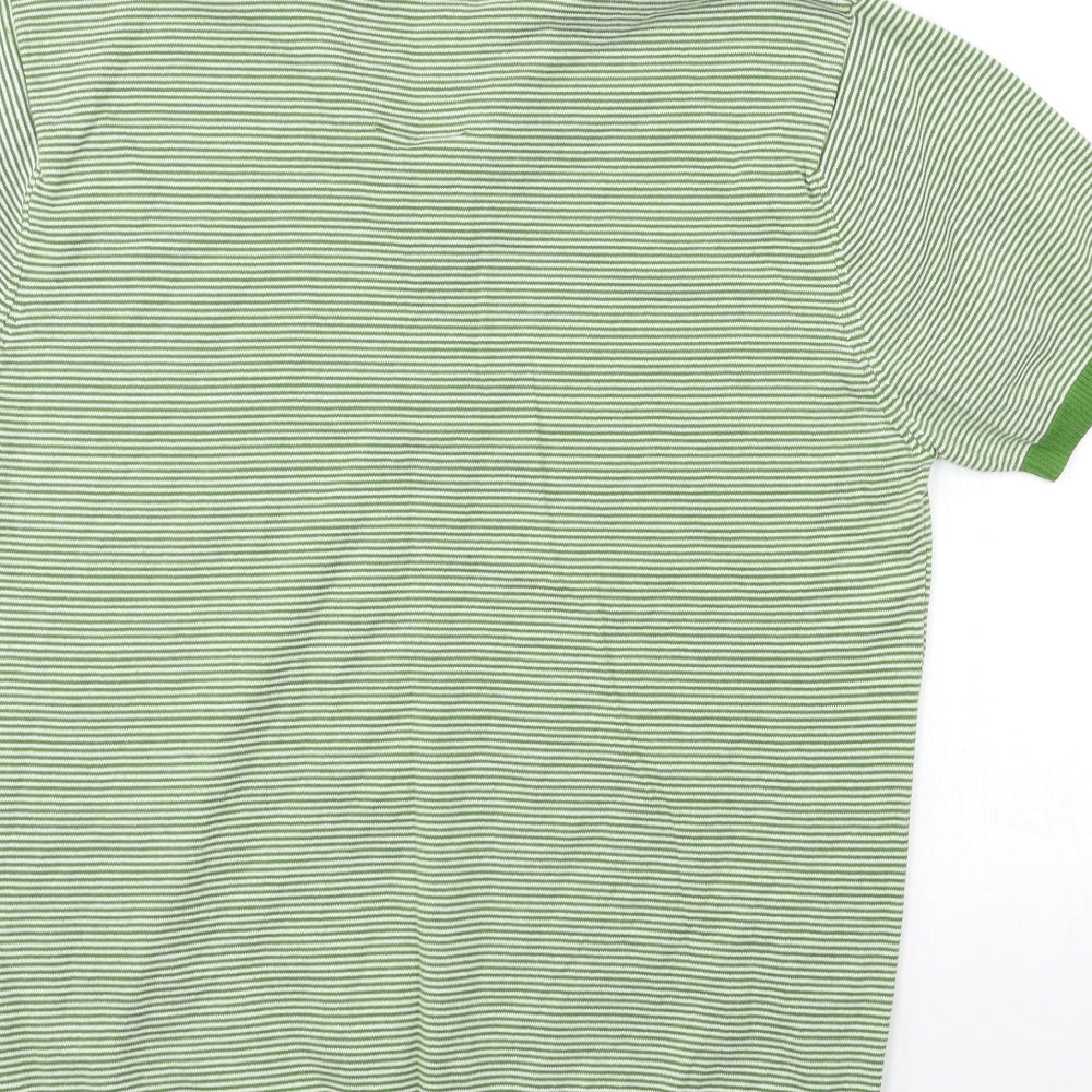 NEXT Mens Green Striped Knit  Polo Size L