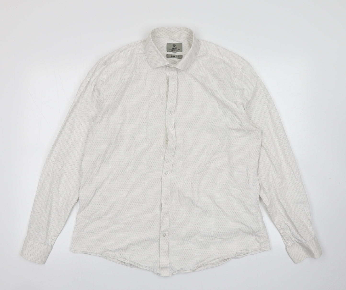 Taylor & Wright Mens White Polka Dot   Button-Up Size 16.5
