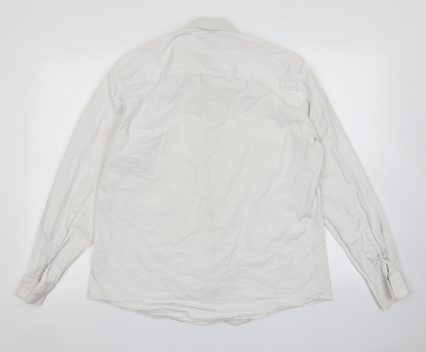 Taylor & Wright Mens White Polka Dot   Button-Up Size 16.5