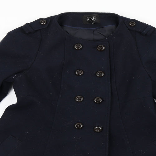 F&F Womens Blue   Overcoat Coat Size 10