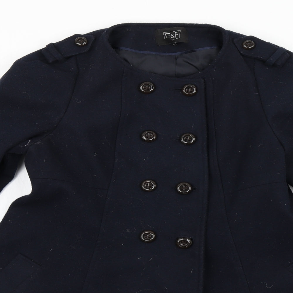 F&F Womens Blue   Overcoat Coat Size 10