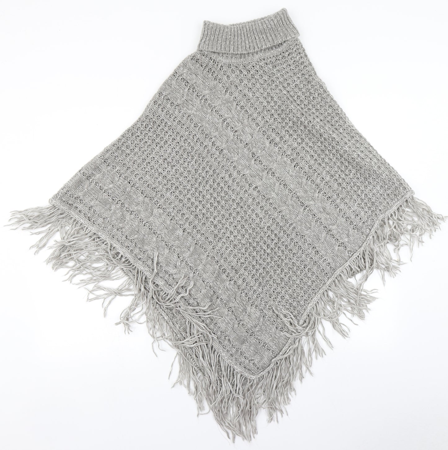 Love Knitwear Womens Grey  Knit Pullover Jumper Size M  - poncho