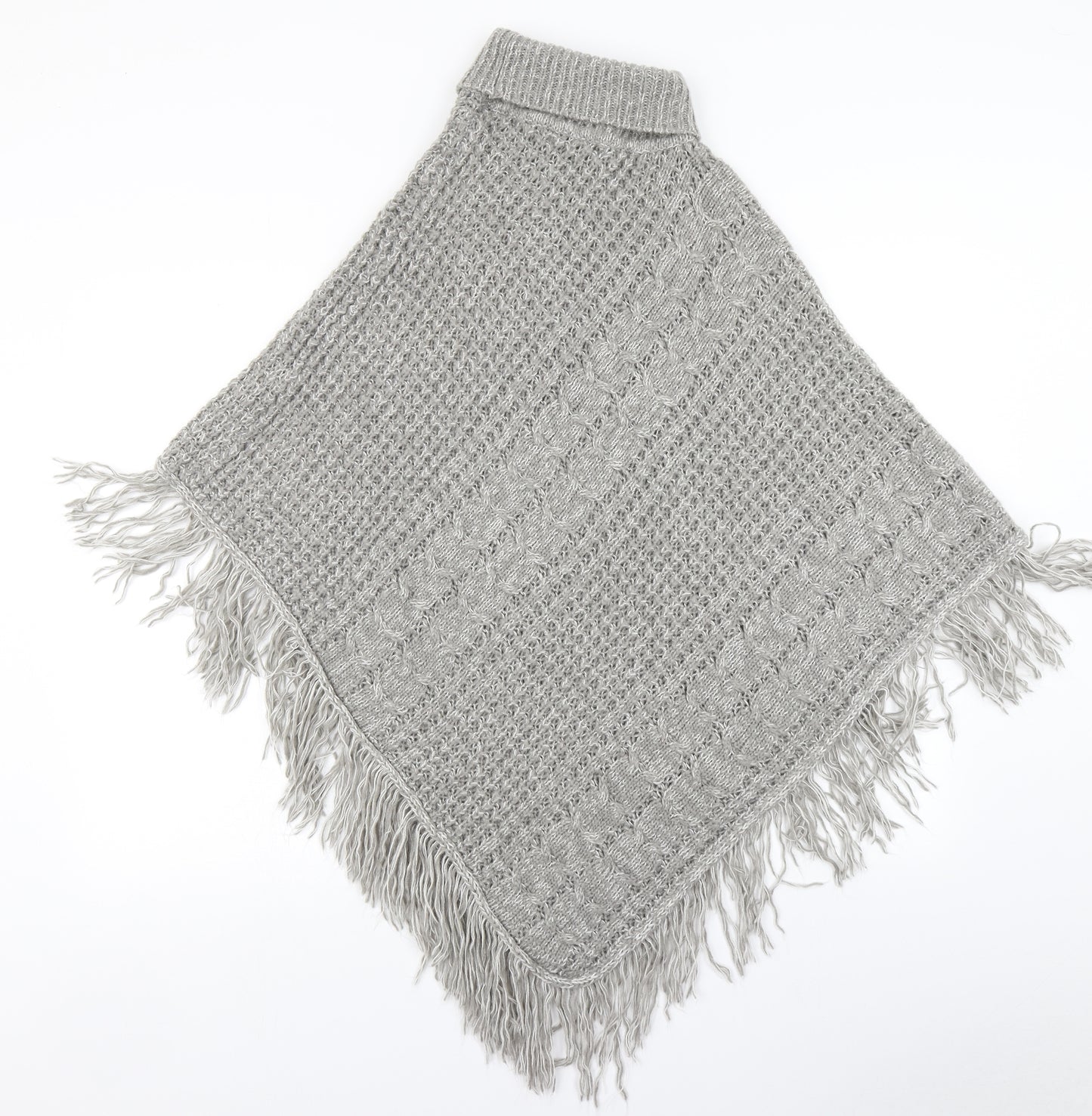 Love Knitwear Womens Grey  Knit Pullover Jumper Size M  - poncho