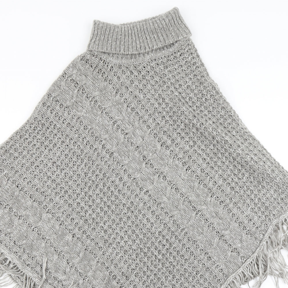 Love Knitwear Womens Grey  Knit Pullover Jumper Size M  - poncho