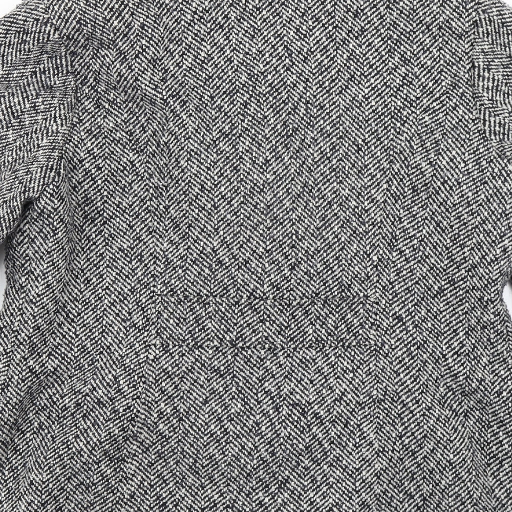 Classic Womens Grey Herringbone  Overcoat Coat Size 12