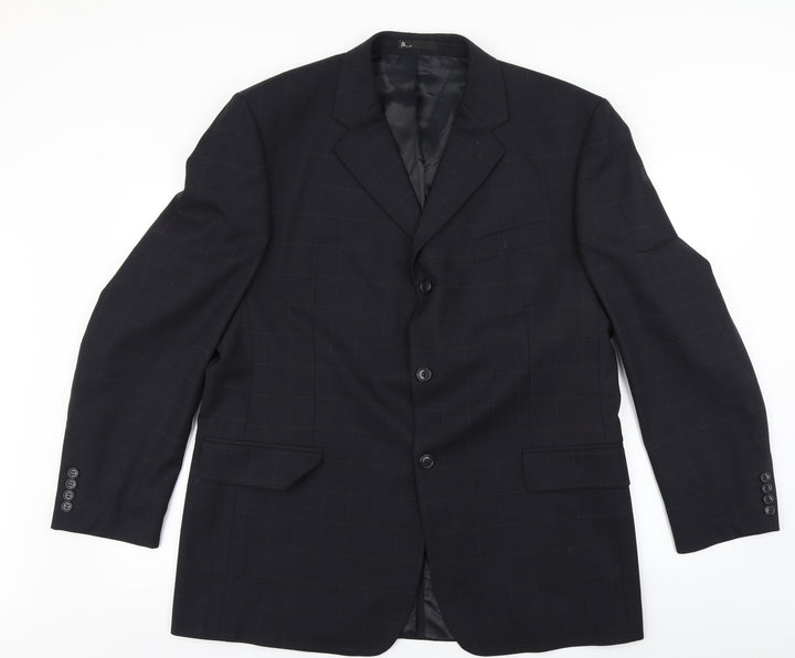 BHS Mens Blue Plaid Jacket Blazer Size 44