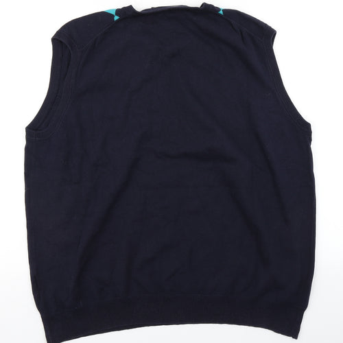 Hippo Mens Blue Argyle/Diamond Knit Vest Jumper Size XL
