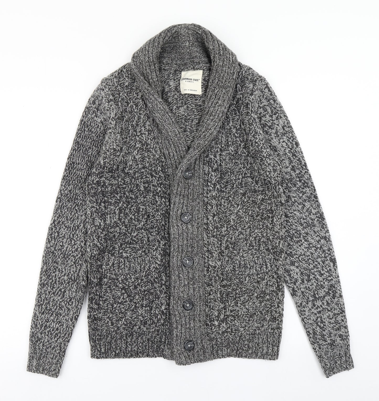 Cedar Wood State Mens Black  Knit Cardigan Jumper Size XS
