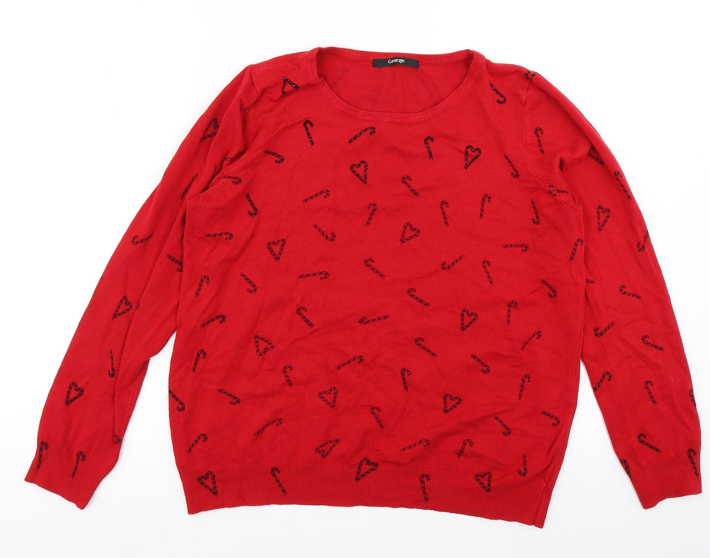 George Womens Red  Knit Pullover Jumper Size 16  - Christmas Jumper