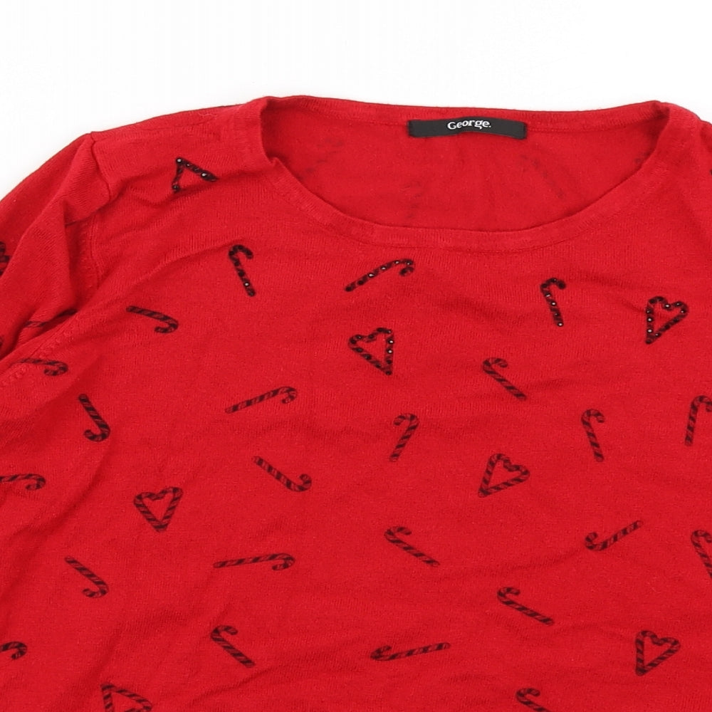 George Womens Red  Knit Pullover Jumper Size 16  - Christmas Jumper