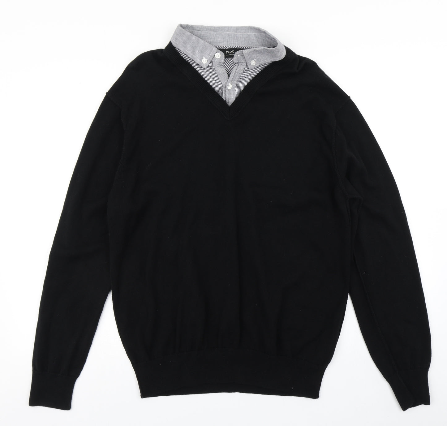 NEXT Mens Black  Knit Pullover Jumper Size XL