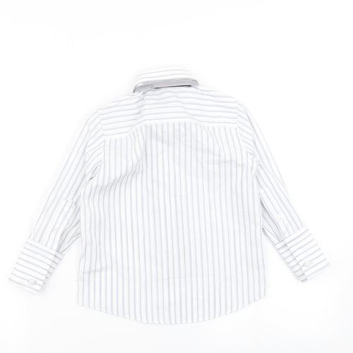 Duck & Dodge Boys Blue Striped  Basic Button-Up Size 2 Years  - Tie Included