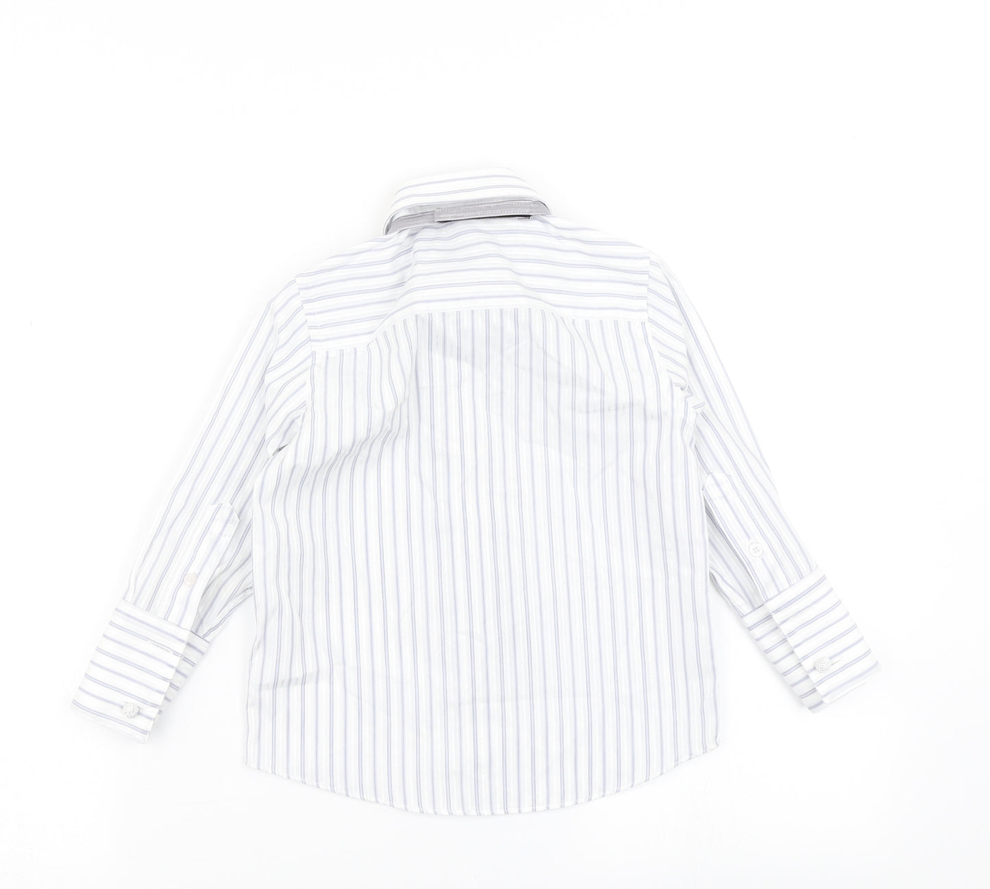 Duck & Dodge Boys Blue Striped  Basic Button-Up Size 2 Years  - Tie Included